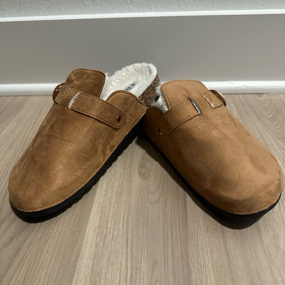 Cozy Brown Suede Mules